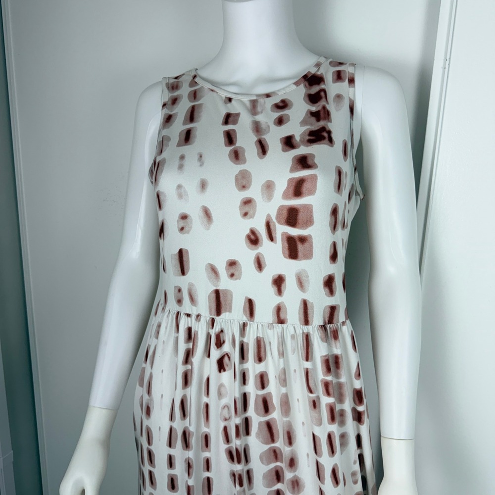 Hount‎ Maxi Dress Womens Medium White Mauve Abstract Sleeveless Casual Boho
